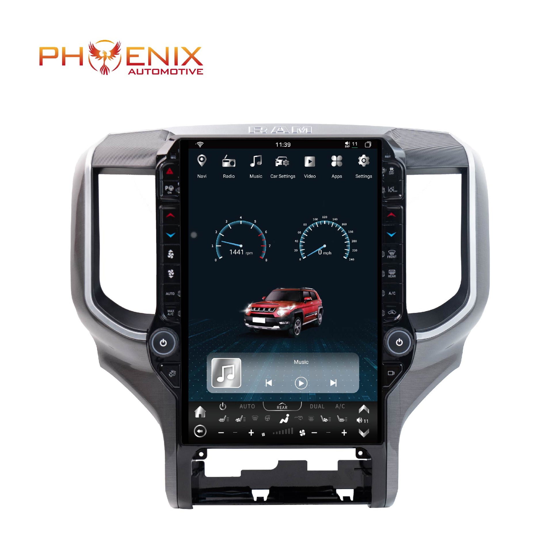 13.6” Android 13/14 Vertical Screen Navigation Radio for Dodge Ram 2019- 2024-Phoenix Automotive