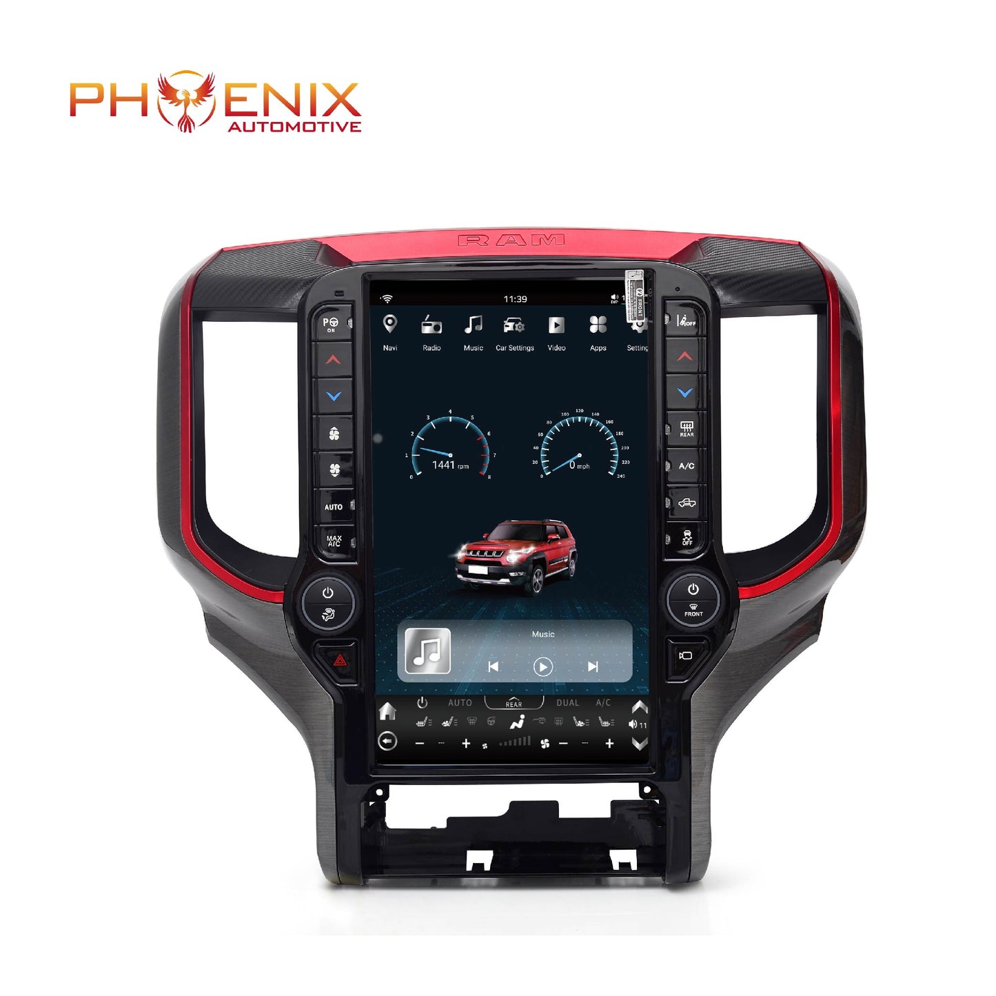 13.6/14.5” Android 13/14 Vertical Screen Navigation Radio for Dodge Ram 2019- 2024-Phoenix Automotive