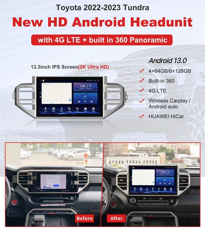 13.3" Android 13 Fast boot Navigation Radio for 2022 - 2023 Toyota Tundra-Phoenix Automotive