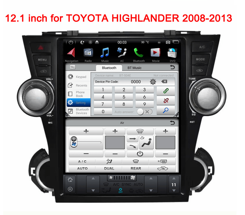 Open box [ PX6 Six-core ] 12.1" Android 9 Fast boot Navigation Radio for Toyota Highlander 2009 - 2013-Phoenix Automotive