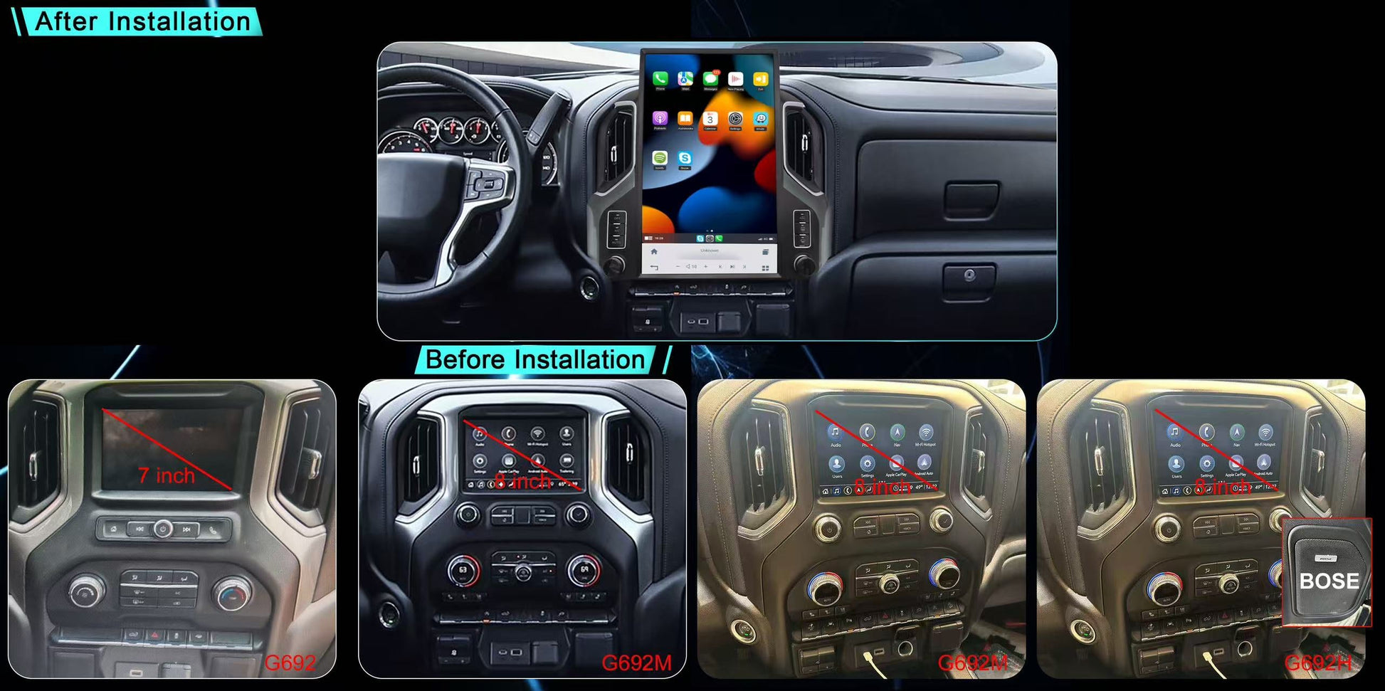 17" Vertical Screen Android 14 Fast boot Navigation Radio for GMC sierra 2019-2021 Chevrolet Silverado 2019-2021-Phoenix Automotive