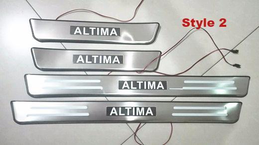 New LED Illuminated Stainless Steel Kick Plate Scuff Plate Set for Nissan Altima 2008-2017-Phoenix Automotive