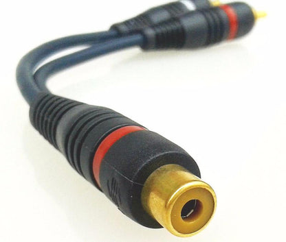 RCA Y adapter splitter one female to two male long Gold plated-Phoenix Automotive